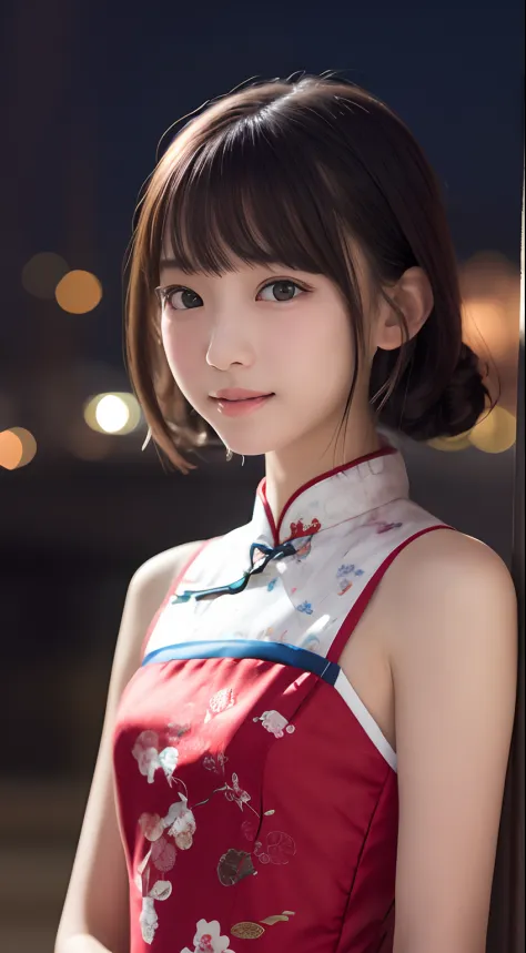 masutepiece, Best Quality, 8K, 10yo student, Teen, Raw photo, absurderes, award winning portrait, Smile, Solo, (Night:1.8), Idol...