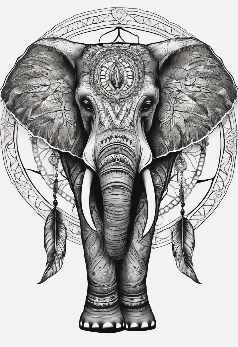 Elephant head tattoo design Royalty Free Vector Image