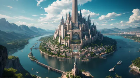 (best quality,4k,8k,highres,masterpiece:1.2),ultra-detailed,(realistic,photorealistic,photo-realistic:1.37),huge castles,skyscra...