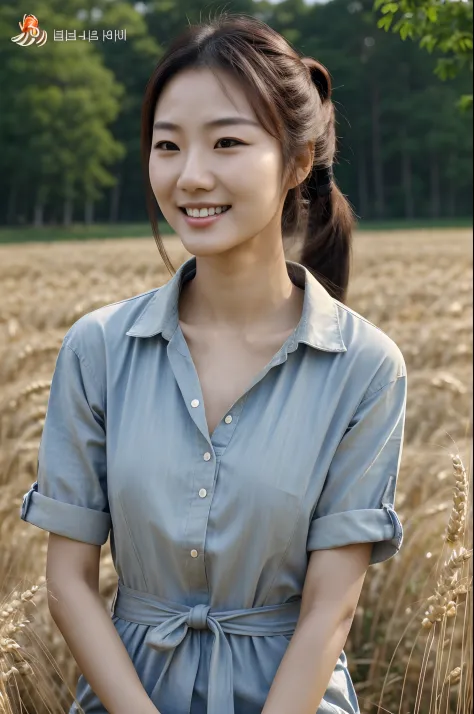 Korean woman, (masterpiece, beautiful person, polluted smile), virtual YouTube, doing farm work in the country, (being (cutting ...