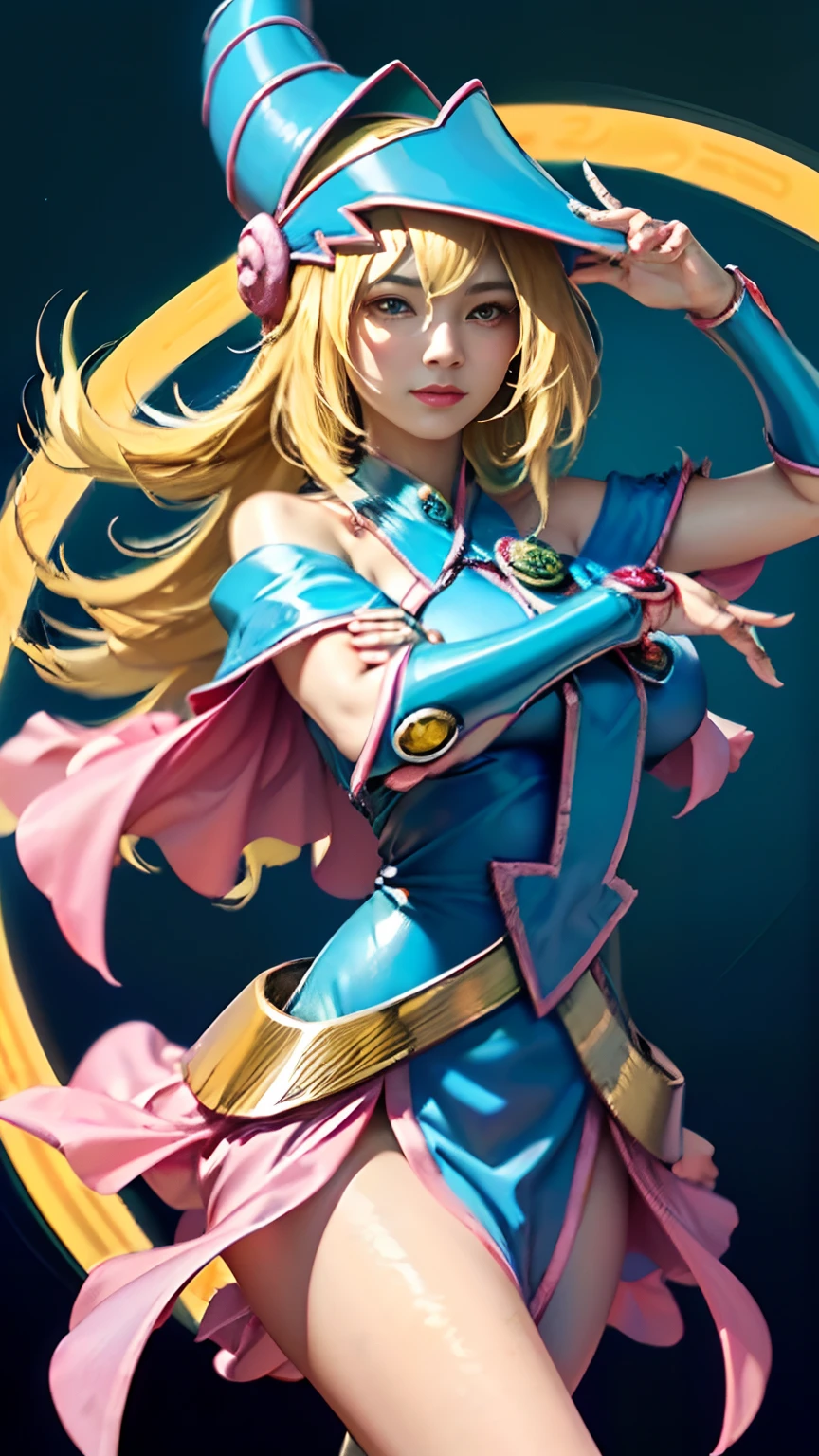 Official Art, unified 8K wallpapers, ((hyperrealism) (surrealism)), (..3D), ultra detailed, beautiful and aesthetic, Masterpiece, The best quality, (tangled, plot, entangle), (fractal art: 1.4), 1niña dark magician girl, detailed eyes, (thin skin, diffuse skin pores), ((Antecedentes Very detaileds, Very detailed face, (Very detailed, Detail it up, intricate), shallow depth of field, Diffused soft light, (long hair), off the shoulder, long skirt, calf, Very detailed, Dynamic Angle, cowboy, (most beautiful form of chaos), tributary, (bright colors), oc, (whole body: 1.2), chino, (flying sky thangka: 1.5), (Love: 1.3), (dream: 1.5), (hanfu: 1.5), Chinese dragon, Chinese phoenix, (They are smiling: 0.5), (chinese deity),