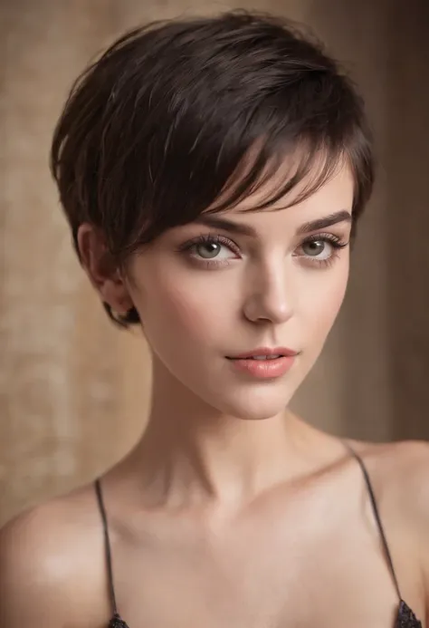 a beautiful female with short brunette hair - SeaArt Al - Kostenloser  KI-Kunstgenerator