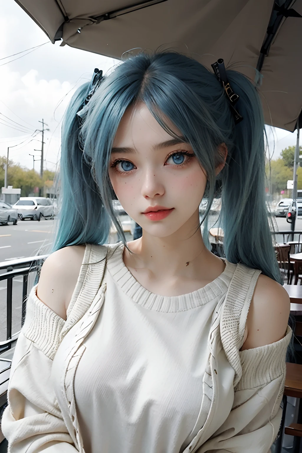 (1girll), 1sona , sona face, blue hair, blue eyes - SeaArt AI