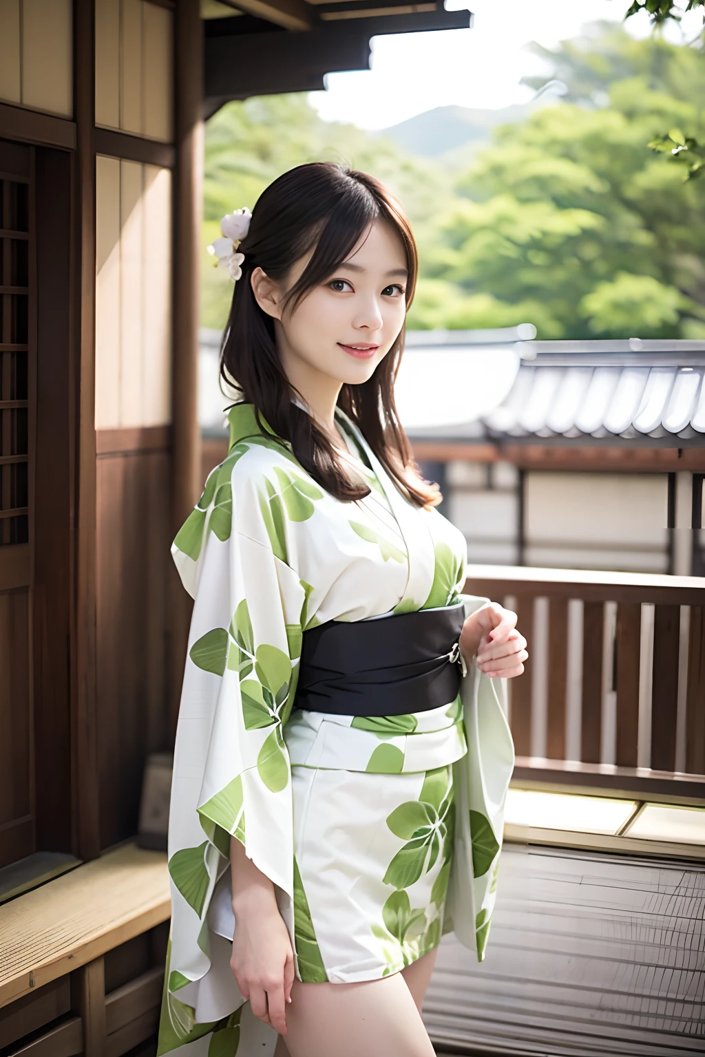 ((de primera calidad、​obra maestra、fotografía realista:1.4、en 8K))、hermosa hembra japonesa１a person、２5 años de edad、hermoso cabello、rostro delicado y hermoso、Ojos y caras con detalles. 、(abrir las piernas:1.2)、(Hermoso paisaje de Japón:1.2)、hermosa iluminación、Una sonrisa、piel texturizada、súper detalle、alto detalle、alta calidad、alta resolución、(Kimono:1.3)、flequillo、Toma una pose elegante、Boca detallada、abriendo la boca、con las piernas desnudas、levantamiento de falda