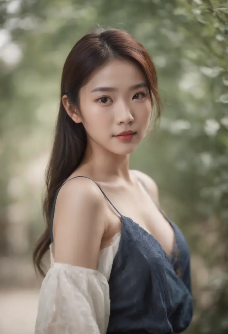 A Chinese woman around 19 years old, Slim body，Big chest