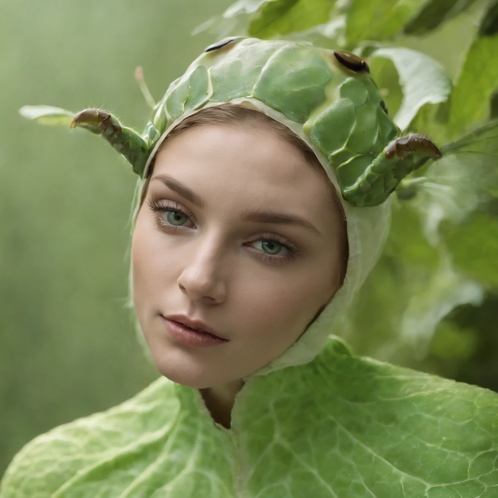 FEMMES, Dans le style de Natalie Schau, Olivier Valsecchi, Ilya Kouvshinov, Émeraude clair et vert clair, Masque vert comme une punaise puante, portrait naturaliste, expressionnisme lunaire、