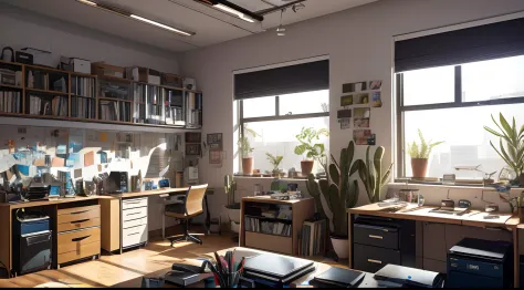 there is a messy office with a lot of clutter and a computer, a portrait by Jan Kupecký, shutterstock, maximalism, cluttered room, cluttered, extreme clutter, cluttered medium shot, inside a cluttered office, clutter, busy room, uncluttered, room full of c...