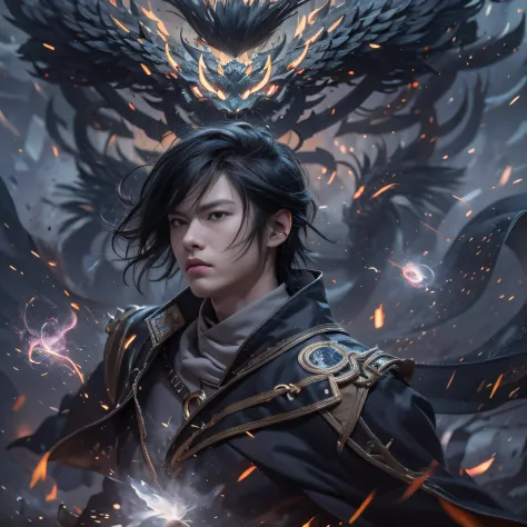 Face away from the camera（废墟）eyes filled with angry，He clenched his fists，Rush up，Deliver a fatal blow to your opponent，full bodyesbian，Full Body Male Mage 32K（tmasterpiece，k hd，hyper HD，32K）Long flowing black hair，Campsite size，zydink， a color， patriot （废...