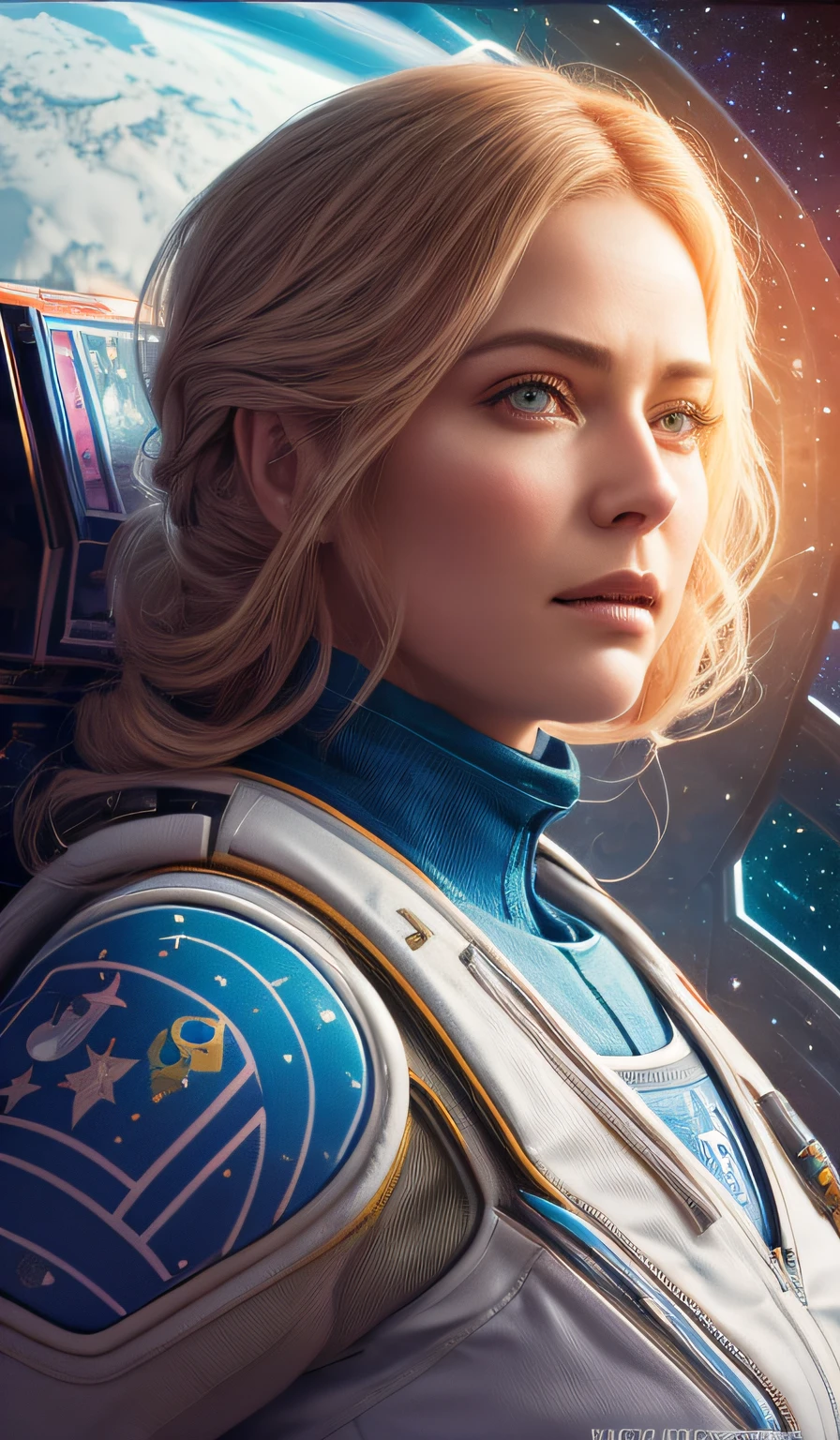 Belle femme dans l'espace avec un thème Ballgorm. beau visage très détaillé. Altgerm et peintures de Gregg Rutkowski et Magali Villanueve.