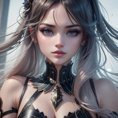 8k, realistic, ultra quality, beatiful girl, Stern anime girl, (Highest Quality, Amazing Details:1.25), cinematic lighting, unique, high-quality, very long hair, hair intakes, makeup, lipstick, eyelashes, ultra detailed eyes, ultra detailed face, ultra det...