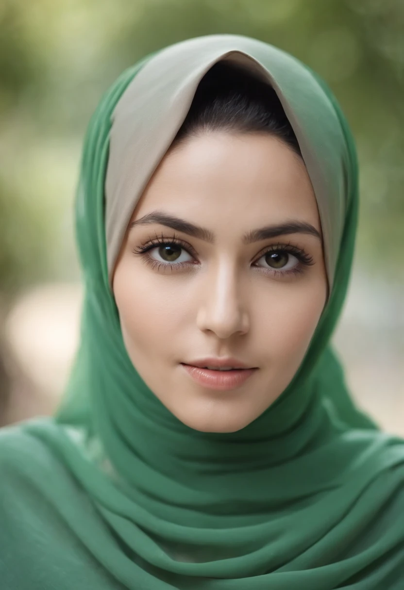 (((Hijab green))), full hijab, long hijab, close hijab,