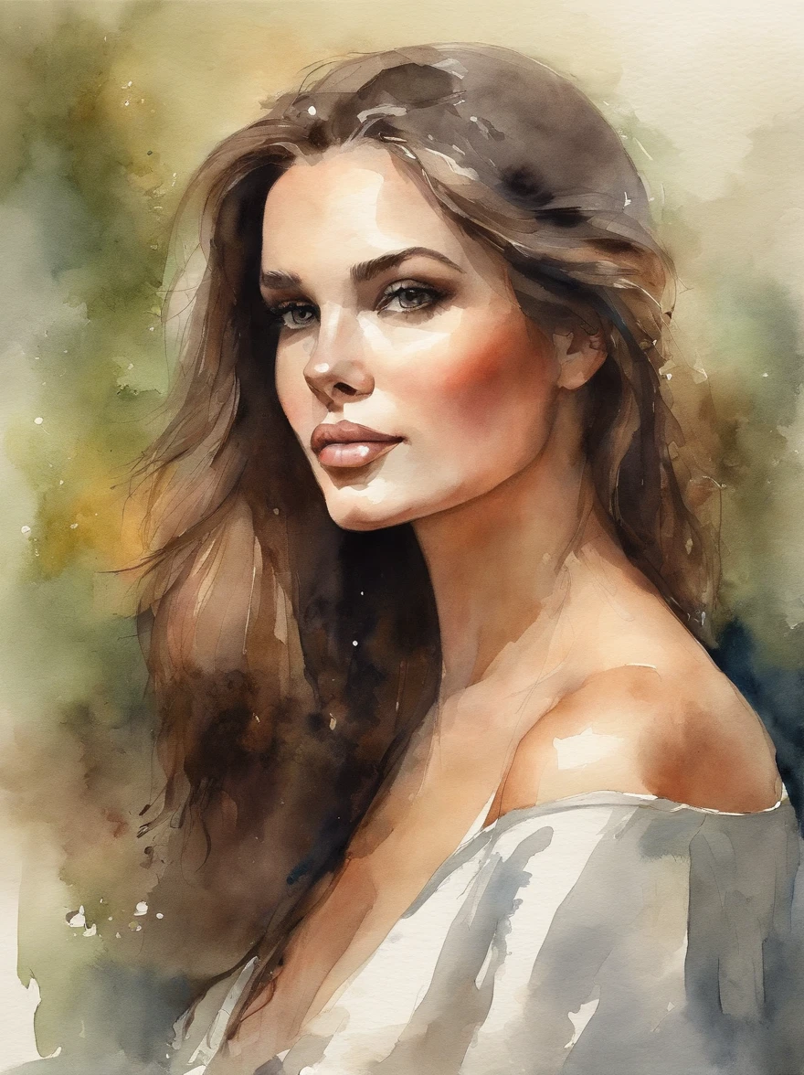 Watercolor Painting of a beautiful girl : : Trending on Artstation: : The simple composition creates a sense of order and harmony. The painting captures the spiritual qualities of the natural world. --uplight --ar 9:16