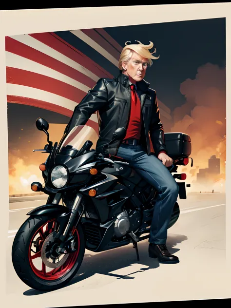 crayon trump riding a motorcycle