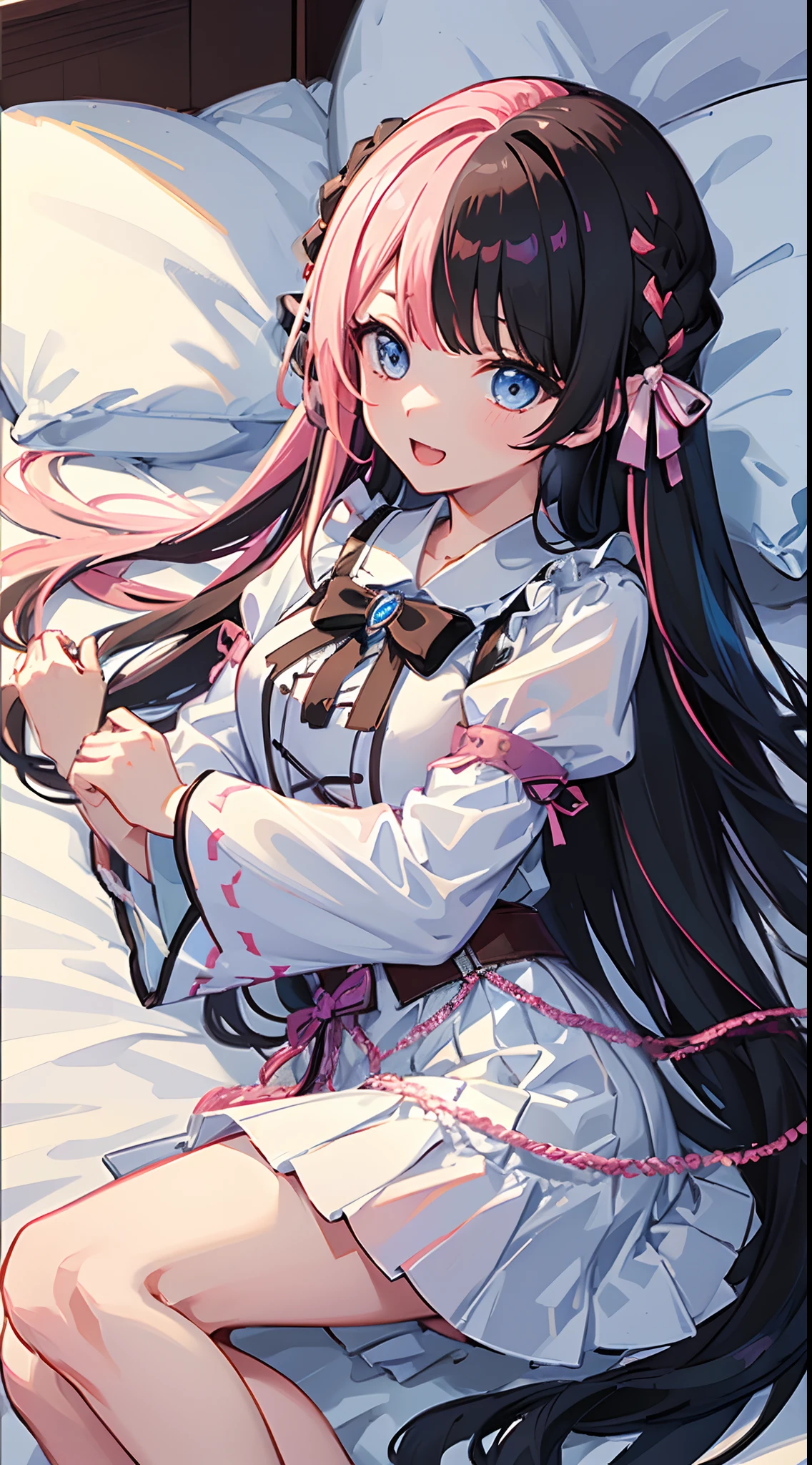 Anime girl laying in bed with her head on a pillow - SeaArt AI