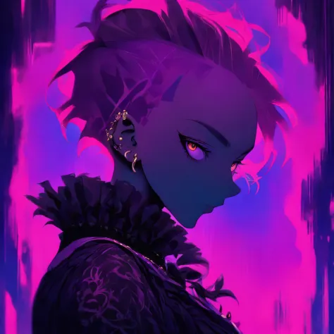 androgynous male Gothic lolita with purple shaved head