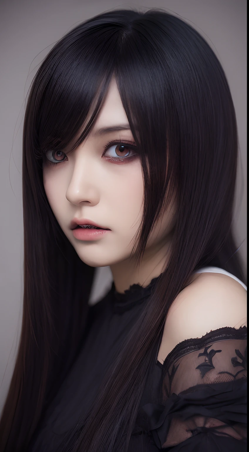 The Dreamtime in the eye of Japanese model, double eyelid, Halloween cosplay of Tokyo Ghoul