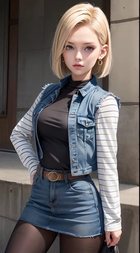 Android 18 Blonde Hair Blue Eyes Eyeslashes Hoop Earings Seaart Ai