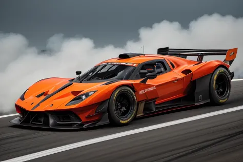 ((Race car specification hypercar ))、Sponsored livery、Smoke from tires、Flashy design、in detail、Aero parts、Live-action、Deep Rim、Detail Disk、Wide tires、Running on the race track、