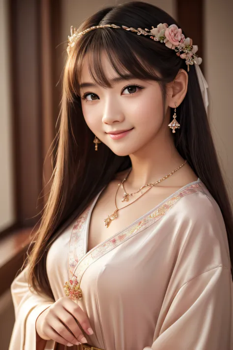 Superb quality, masutepiece, High resolution, 1girl in, blush, (Seductive smile: 0.8), Star pupil, Chinese Hanfu, Hair Accessori...