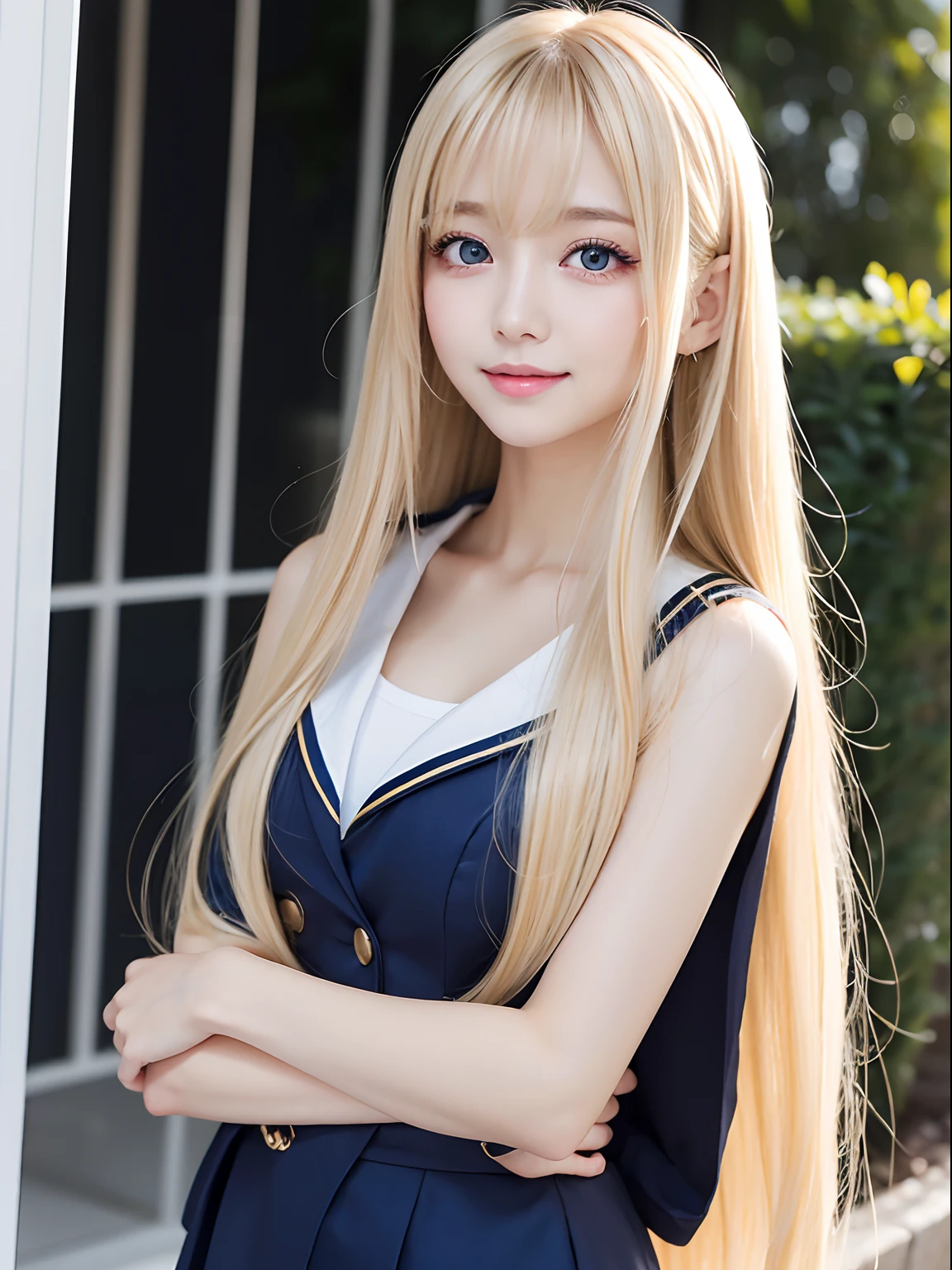 1 girl、Super long straight blonde hair that is golden and very dazzling ...