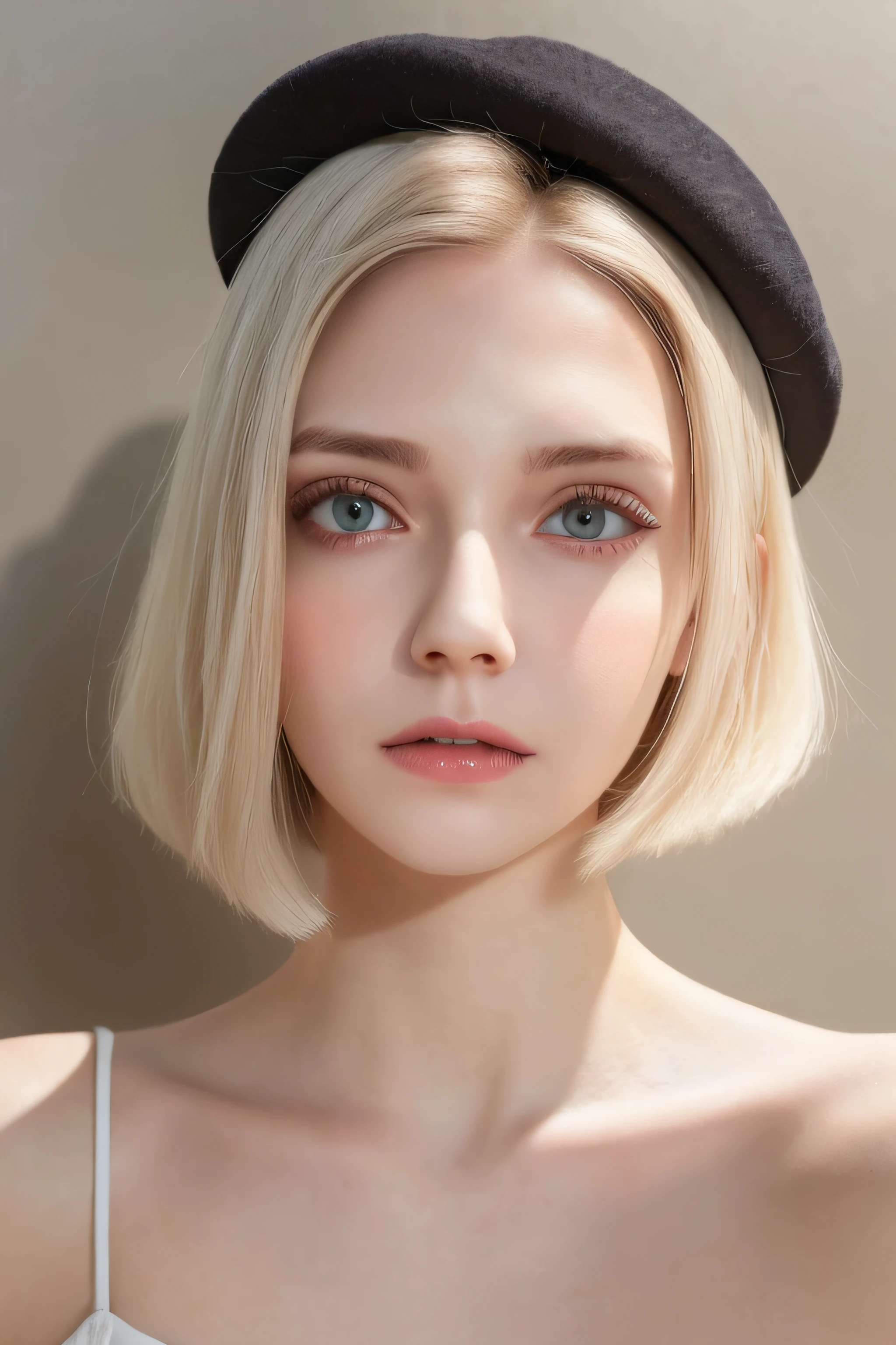 Photographies de style portrait, Photographie de portrait, éclairage volumineux, une fille, méchant sourire, Lumière dynamique blonde aux yeux bleus en chapeau noir et chemise blanche, Doux, parfait, peau pâle;, fille aux cheveux blancs parfaite, portrait doux 8 k, peau pâle et éclatante, Fille aux cheveux gris, beau maquillage pâle, peau douce et dorée, peau douce et blanche et pâle, portrait de haute qualité, natural soft peau pâle, portrait moyen lumière douce, fille aux cheveux blancs courts, cheveux clairs, Style vestimentaire décontracté, seins de la deuxième taille, cheveux longs, cheveux blancs, chuuChloé,