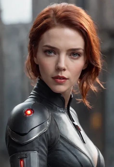 Close-up of a woman in a white black widow costume，Scarlett Johansson ...