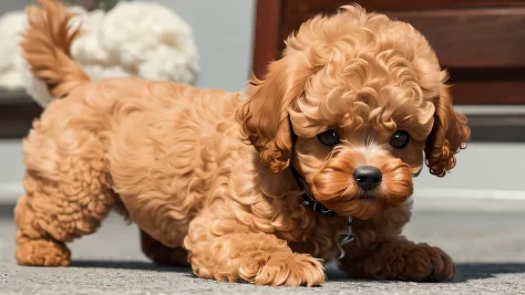Toy poodle playing