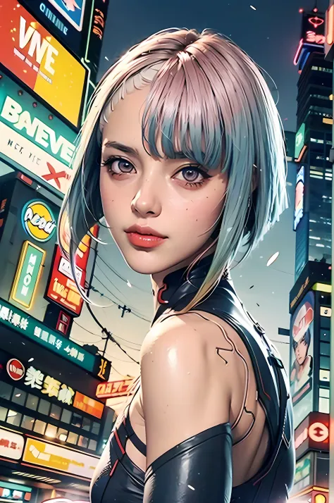 psychedelic style, anime character "bladerunner", lucy, metaverse, detail,