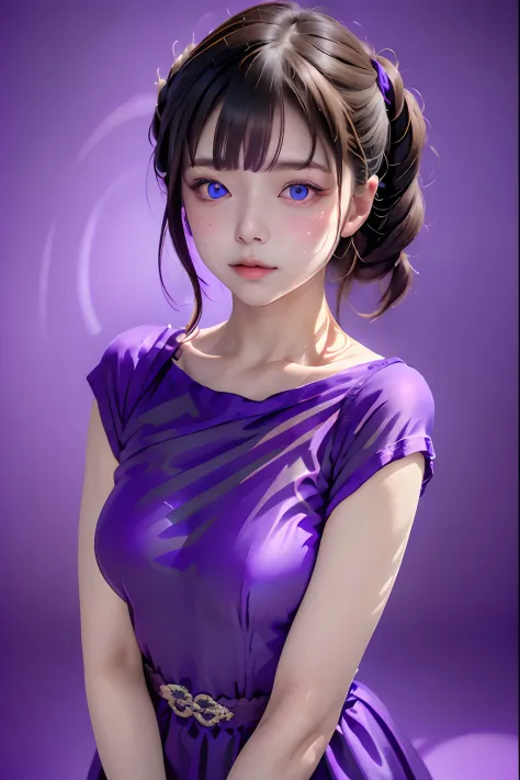 (((Purple background:1.3)))、Best Quality, masutepiece, High resolution, (((1girl in))), sixteen years old,(((Purple Eyes:1.3)))、...