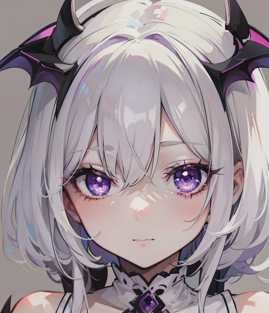 Anime girl with white hair and purple eyes wearing a black and white outfit  - SeaArt AI