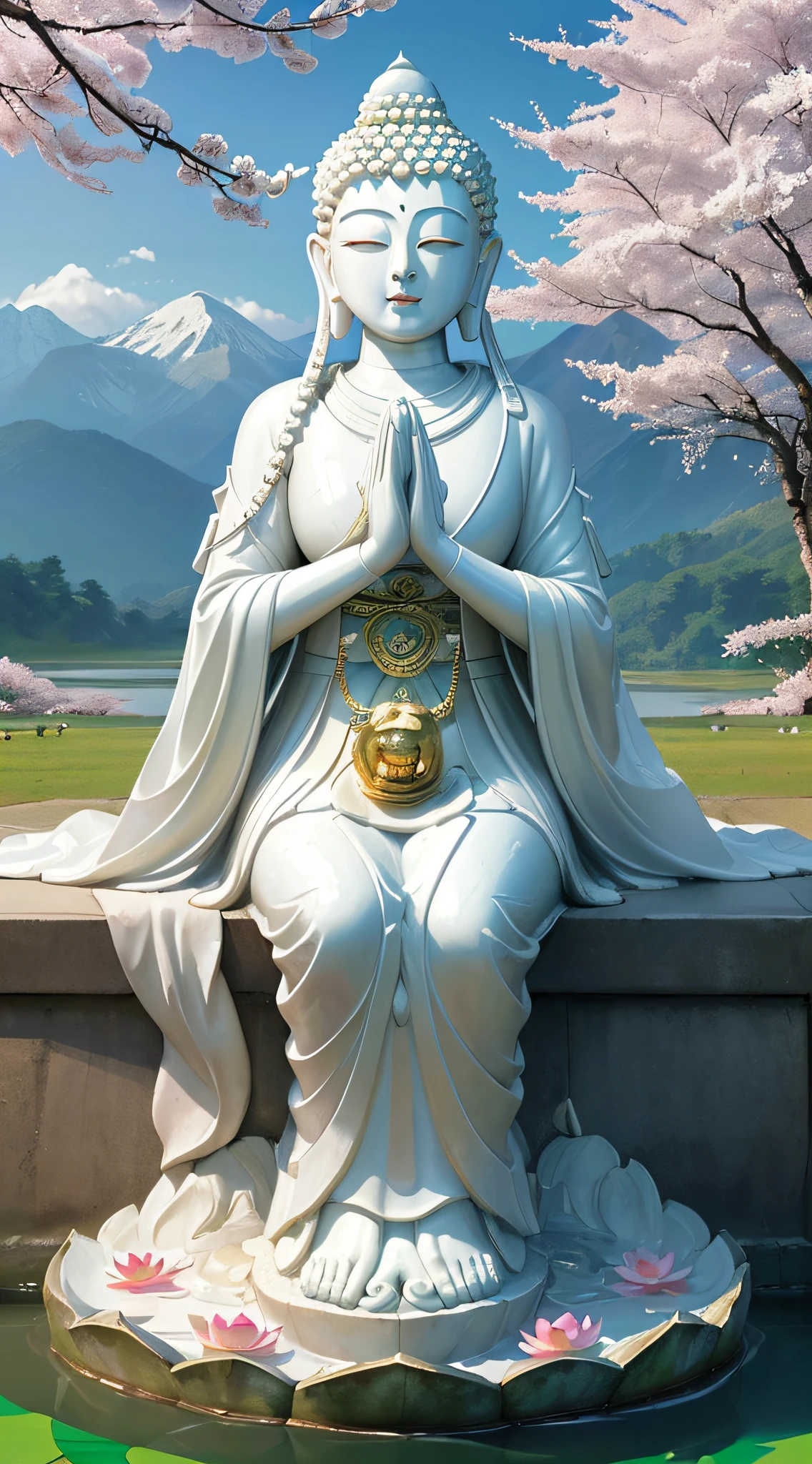 masterpiece),(best quality),(ultra-detailed), (statue of Buddha