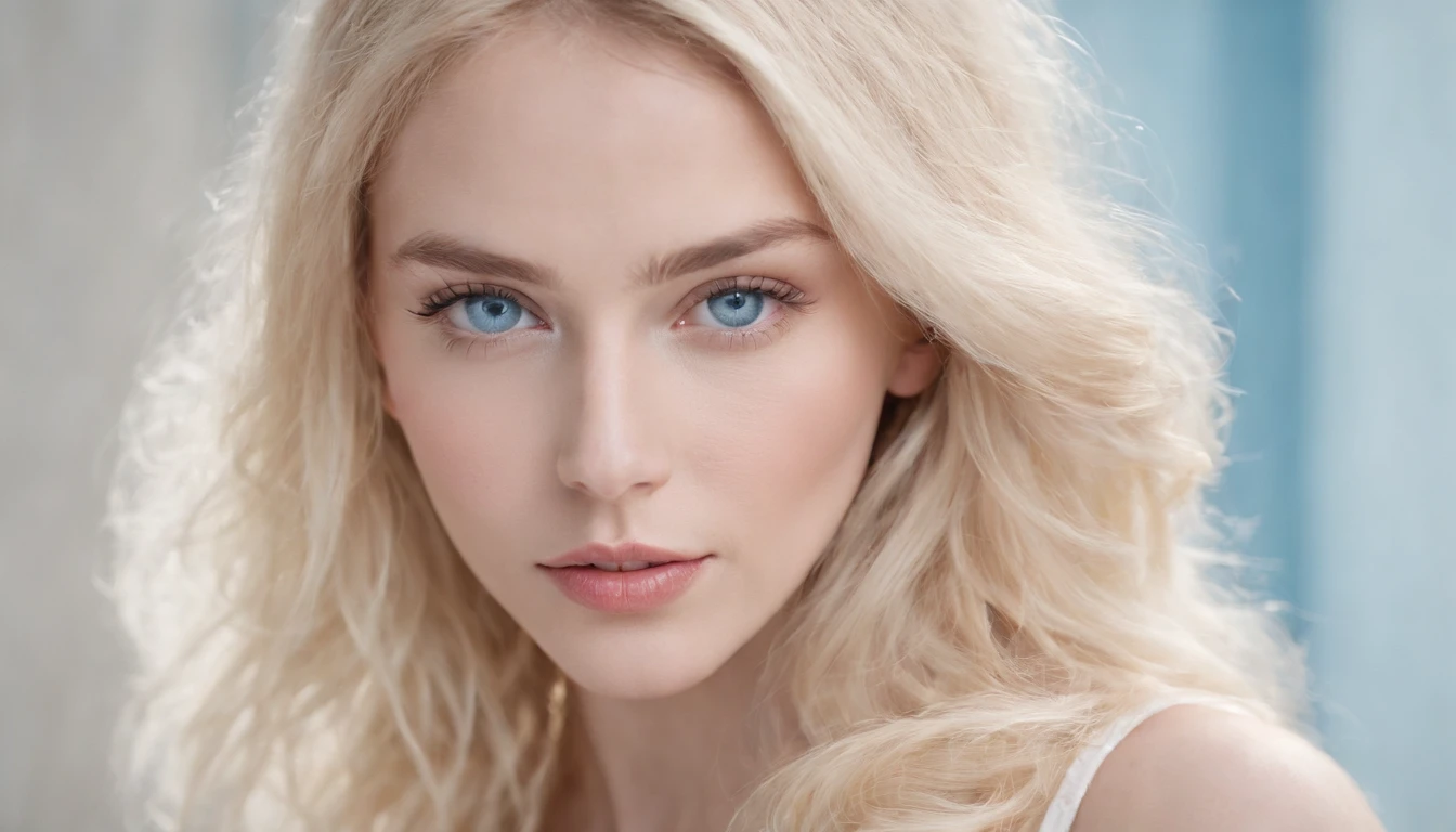 A close up of a woman with blonde hair and blue eyes - SeaArt AI