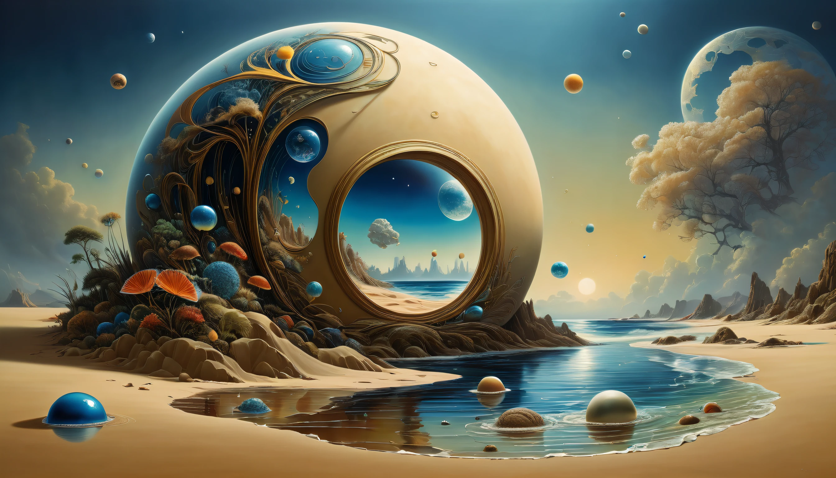 (best quality,4k,8k,highres,masterpiece:1.2),ultra-detailed,(realistic,photorealistic,photo-realistic:1.37), digital art by IrinaKapi, surrealism, sands of time, splash, patterns, floating objects, Yuumei, Robert Bissell, Christopher Balaskas, Keith Mallett, Wassily Kandinsky, acrylic painting,  dreamlike atmosphere, intricate details, mesmerizing composition,  ethereal beauty, mystical elements, whimsical landscapes, otherworldly creatures, intricate brushwork, surreal landscapes, fantastical imagery