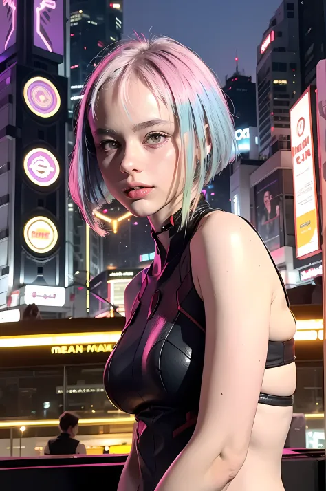 Psychedelic style, Anime character "Bladerunner", Lucy, Metaverse, Detail, NSFW.