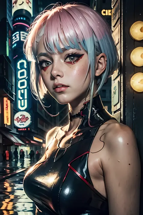 psychedelic style, anime character "bladerunner", lucy, metaverse, detail,