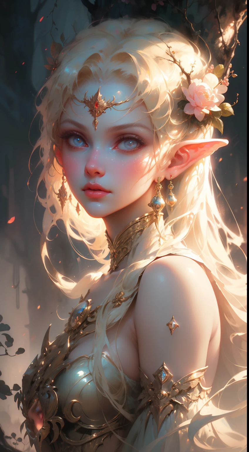 portrait of beautiful girl, smooth soft skin, soft lighting, detailed face , tree body elves moster, ceter WLOP, character concept art, by Charlie Bowater, Ross Tran and Johan Gonzalez, 4k post-processing highly detailed, Octane render artstation trending, 8k Trending on artstation, C