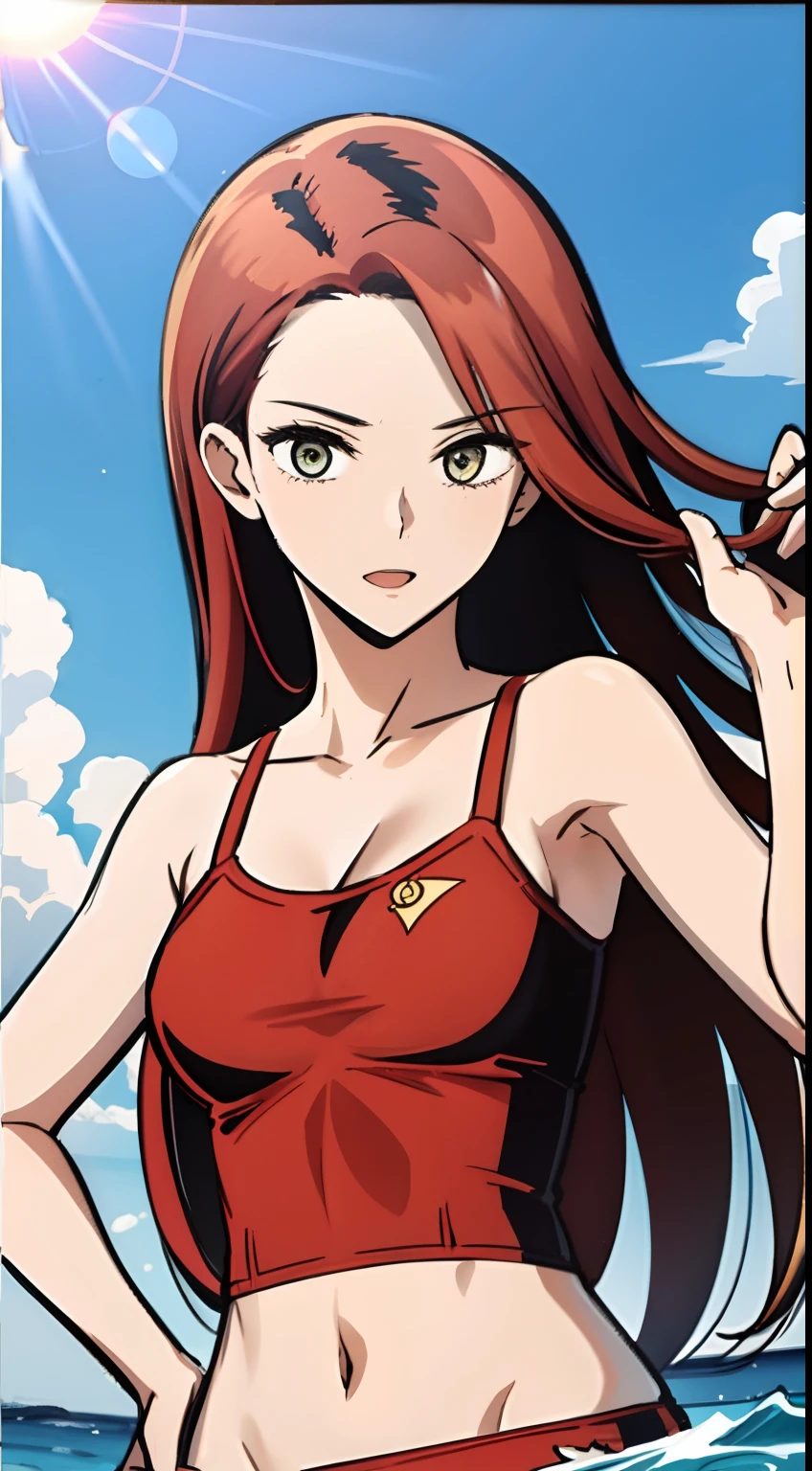 Red-haired woman, sun，Bikini，swim wears