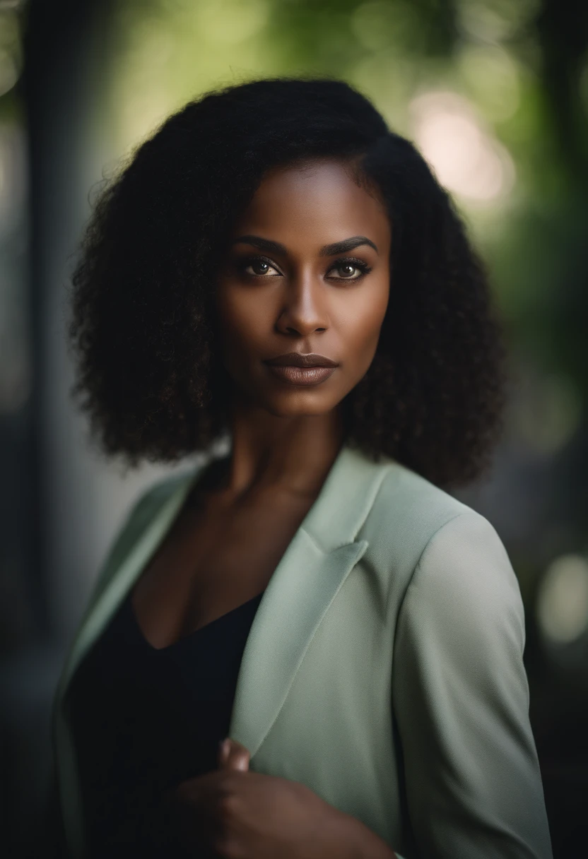 black woman with straight hair and green eyes