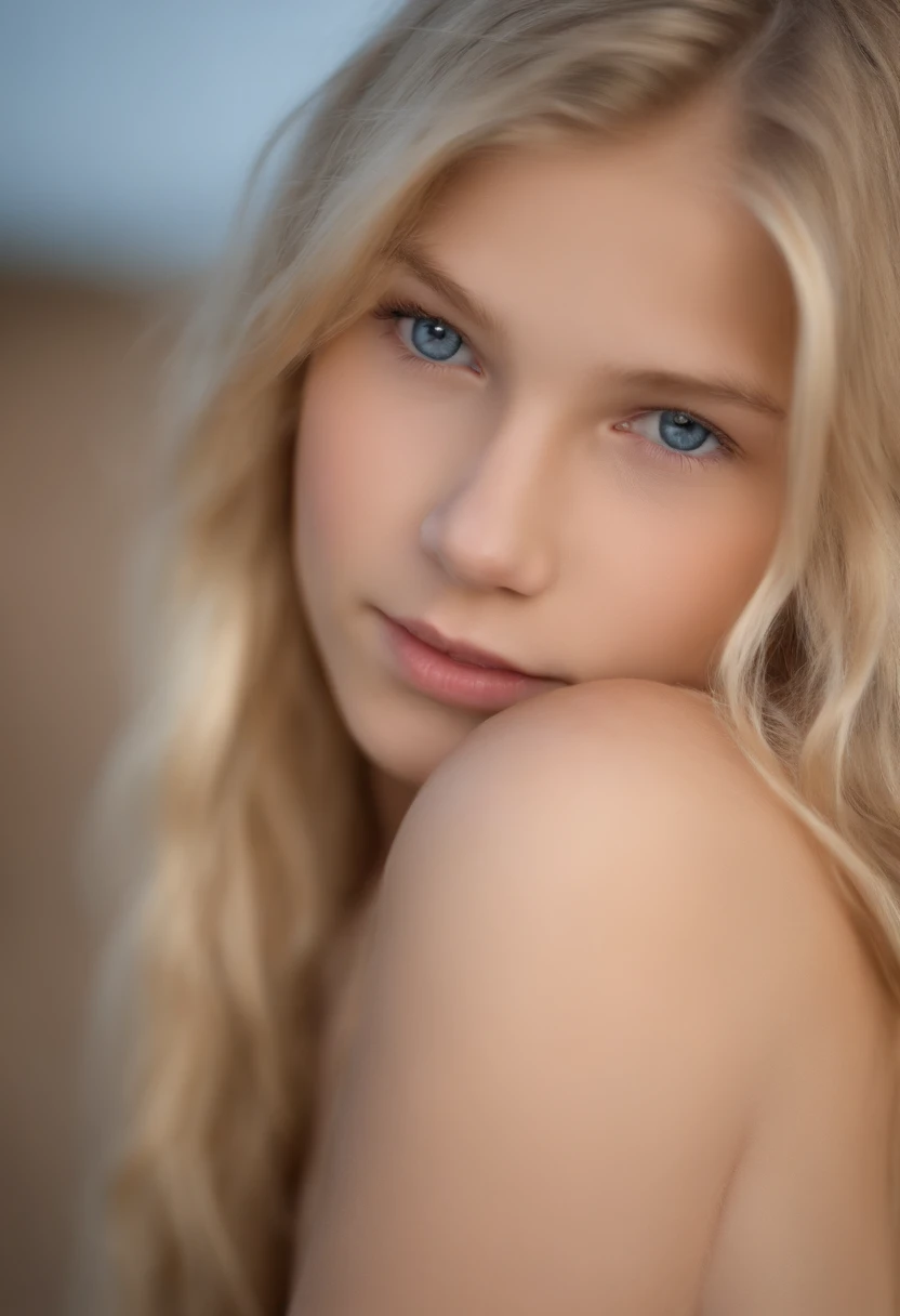 A close up of a woman with long blonde hair posing for a picture - SeaArt AI