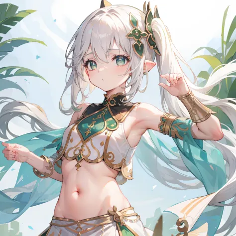 Nahida, 1girl, white hair, high quality, best quality, masterpiece, (highly detailed:1.2), (extremely detailed:1.3), flat chest,...