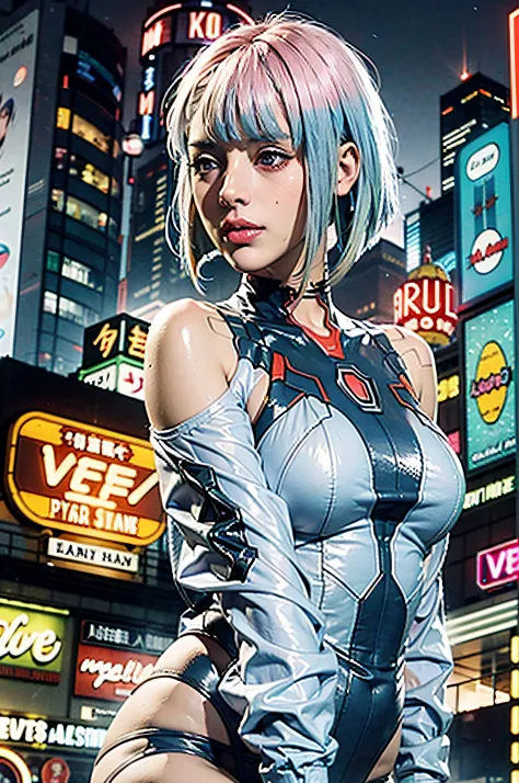 Psychedelic style, Anime character "Bladerunner", Lucy, Metaverse, Detail.