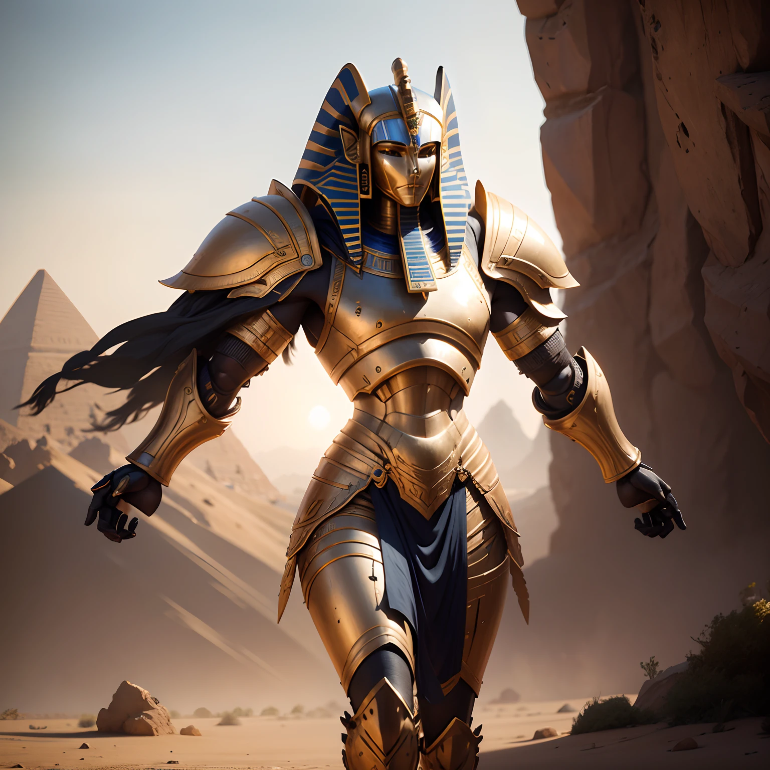 Egyptian robot sphinx warrior in realistic 4K armor, full entire body ...