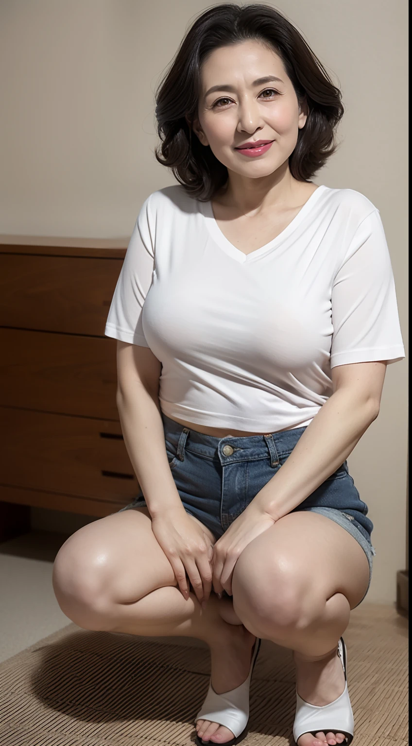 woman wearing a shirt and jeans, saggy breasts, huge breasts, big breasts!,  with a large breasts - SeaArt AI