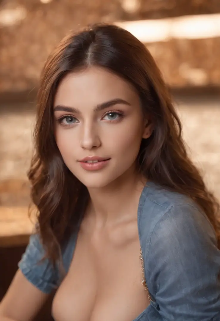 Natural photography of a beautiful girl, wearing a loose crop top