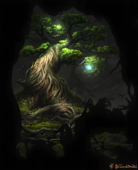 Close-up of a tree，Moss on the face, treant, ent treant dryad, but, tree druid, Entes, spirit of the forest, environment artist,...