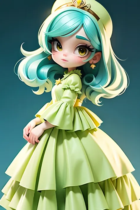 girl in princess long lime green dress