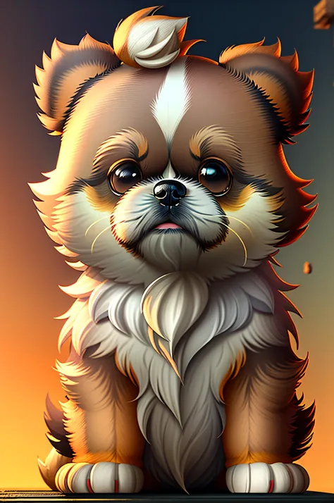 Ultra Hi-Vision 3D、Shows a touching scene of Shih Tzu. Shih Tzu, Beautiful rendering details. The overall atmosphere is calm, Full of hope and tranquility. White background