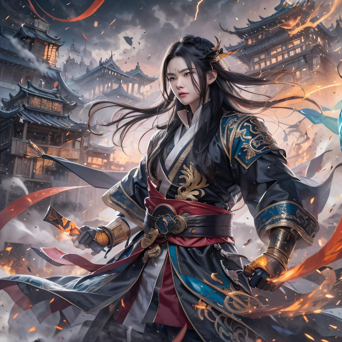 秦羽飞入仙魔境, I met Liu Hanshu by chance, 他从他身上看到了昔日的自己, 决定收他为徒, 教他如何保护自己, 但由于西藏星图, 他与刘家和玉剑派结下了不解之缘, 影片以刘汉述之死开场, 秦羽踏上了与强敌对抗的道路, 努力工作, 让自己变得更强大, 坚持他的核心正义之道, 我也想保护我关心的人, 三兄弟飞上了天空, 并踏上了寻找好兄弟的漫长旅程, Qin Yu, 小黑和侯费在哪（彩虹废墟）爬上街道（末日彩虹）眼睛里充满愤怒，他握紧拳头，冲上去，对你的对手造成致命一击，全身同性恋，全身男法师 32K（杰作彩虹，彩虹超高清）飘逸的黑长发，营地大小，盛开， 伤员在街上排成一排（末日废墟彩虹）爬上街道， 爆炸现场（彩虹末日遗迹）， （亚麻蜡染围巾）， 愤怒的战斗姿态， 看着地面， 蜡染亚麻头巾， 蟒纹长袖上衣， 彩虹（抽象丙烯飞溅：1.2）， 乌云闪电背景，面粉蝇（现实地：1.4），黑色头发，面粉飘扬，彩虹背景， 高分辨率， 细节， RAW 照片， 夏普再保险， 尼康 D850 胶片库存照片，作者 Jefferies Lee 4 柯达 Portra 400 相机 F1.6 枪, 丰富的色彩, 超逼真的纹理, 戏剧灯光, 虚幻引擎艺术站趋势, 西奈斯特800，飘逸的黑发,（（（彩虹）））伤员在街上排成一排（彩虹）爬上街道，