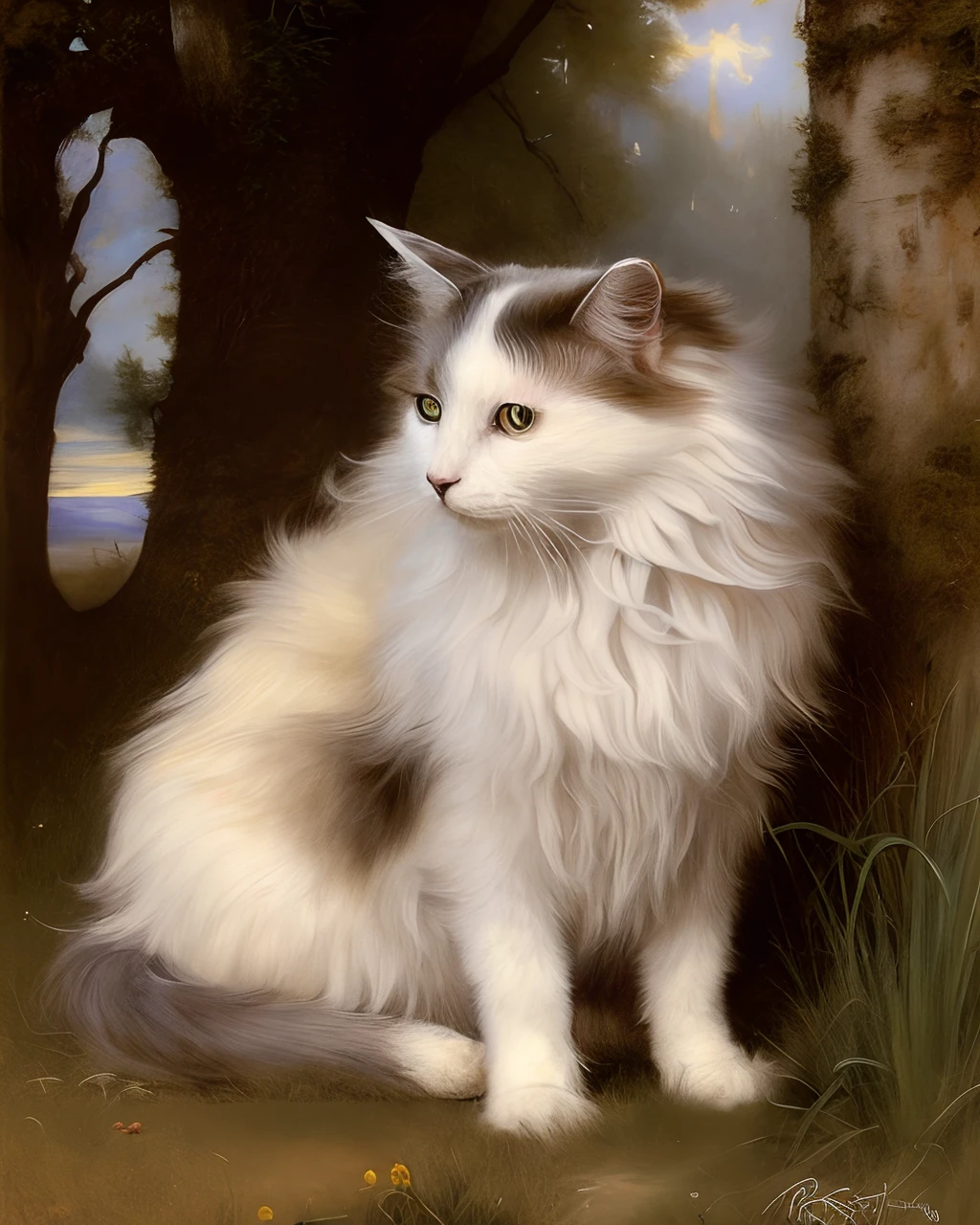 Portrait of mlloctst cat, digital painting, artstation, concept art, soft light, hdri, smooth, sharp focus, illustration, fantasy, intricate, elegant, highly detailed, d&d, matte painting, in the style of greg rutkowski and alphonse mucha and artemisia, 8k, highly detailed, jurgens, rutkowski, bouguereau, pastoral, rustic, georgic, detailed concept art, illustration, colorful pastel, painting, detail, ultra detailed, digital art, 4k, yellow eyes