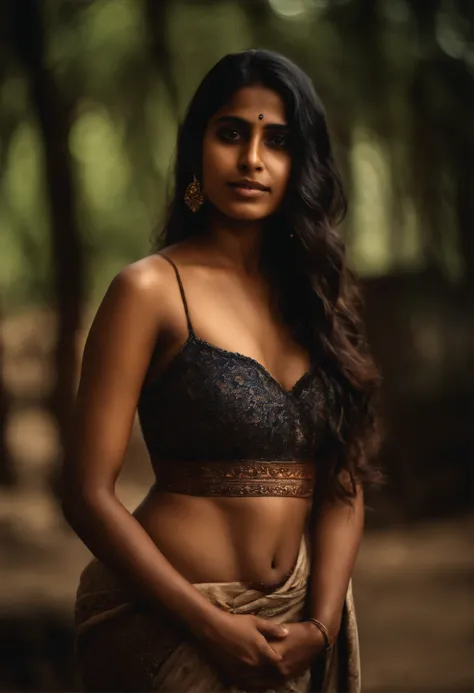 Anupa in a black bra top and sari - SeaArt AI